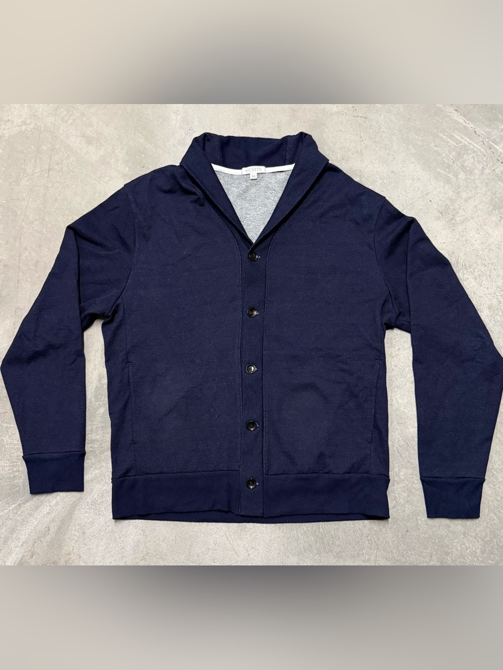 GUSTIN - French Terry Cardigan - Dark Indigo Dye